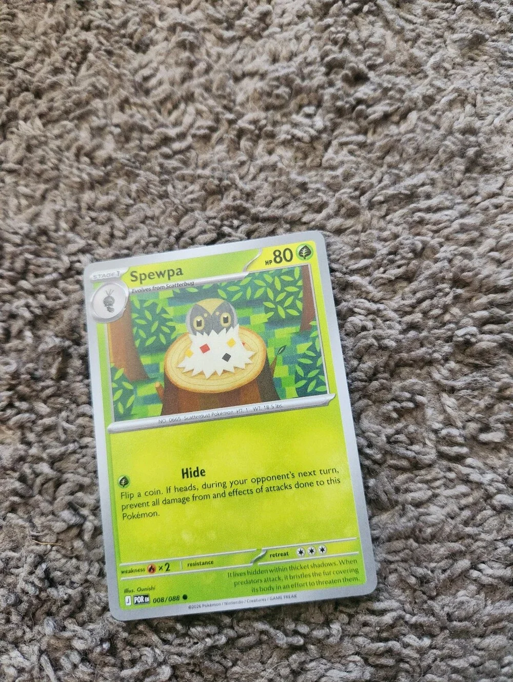 Spewpa 008/088 Common Perfect Order Pokemon Reverse Holo Near Mint